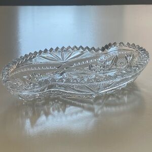 Vintage PRES CUT Elongated Glass Candy Dish